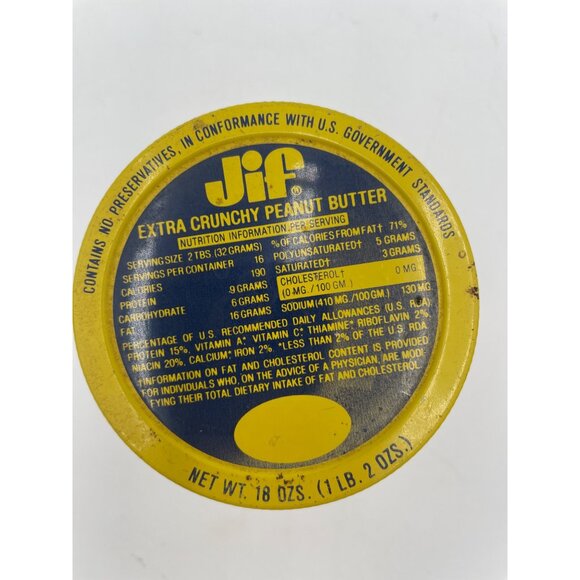Vintage Jif Peanut Butter Lid Glass Jar Skippy Bottom - Picture 3 of 4